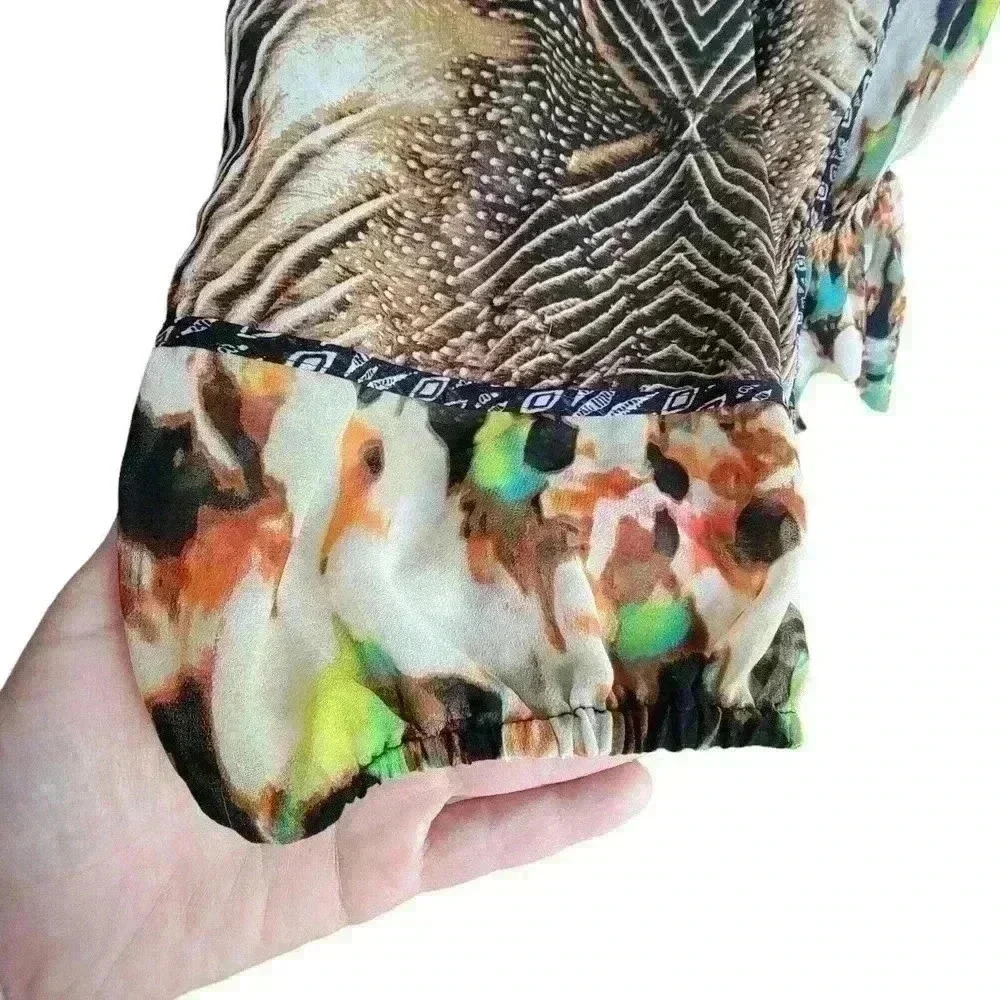 Calvin Klein Multicolor Printed Long Sleeve Top Blouse Womens Size Large - Picture 7 of 11